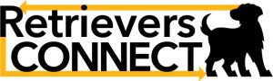 Retrievers Connect logo: black dog silhouette with gold arrows connecting around the words
