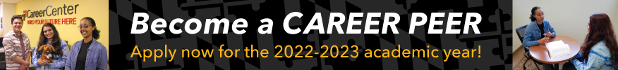 Become a Career Peer. Apply now for the 2022-2023 academic year.